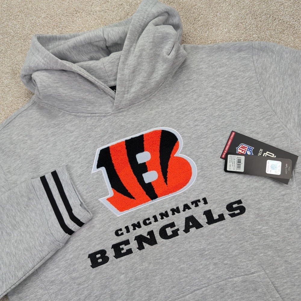 Cincinnati Bengals Hoodie Mens XL Gray NFL Football Ultra Game‎ Fleece Varsity